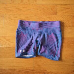 Under Armour Compression Shorts Womens Small Blue Pink Chevron HeatGear Athletic